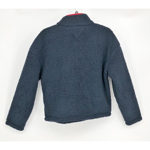 Tommy Hilfiger Womens Sherpa Jacket Large Navy Blue Pullover 1/4 Snap NWT - Picture 5 of 10